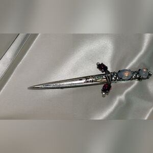 Vintage Crown Trifari Sterling Silver Dagger Sword Brooch Philippe 1940s